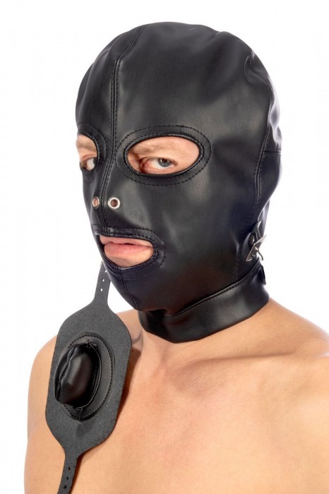 Маска-шлем с прорезями для глаз и регулируемым кляпом - Fetish Tentation - купить с доставкой в Нальчике Маска-шлем с прорезями для глаз и регулируемым кляпом - Fetish Tentation - купить с доставкой в Нальчике