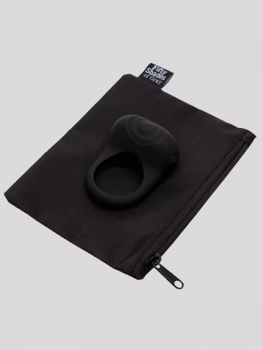 Черное эрекционное виброкольцо Sensation Rechargeable Vibrating Love Ring - Fifty Shades of Grey - в Нальчике купить с доставкой