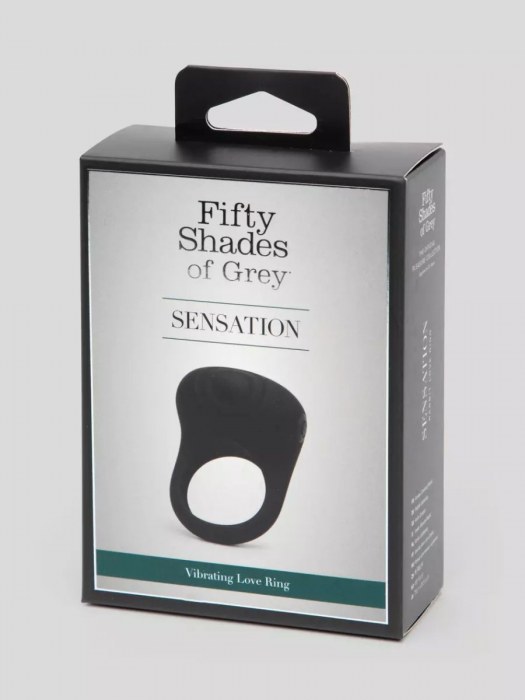 Черное эрекционное виброкольцо Sensation Rechargeable Vibrating Love Ring - Fifty Shades of Grey - в Нальчике купить с доставкой