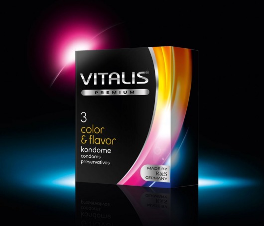 Цветные ароматизированные презервативы VITALIS PREMIUM color   flavor - 3 шт. - Vitalis - купить с доставкой в Нальчике