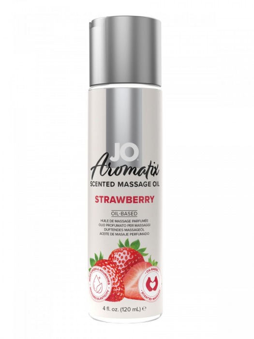 Массажное масло JO Aromatix Massage Oil Strawberry с ароматом клубники - 120 мл. - System JO - купить с доставкой в Нальчике