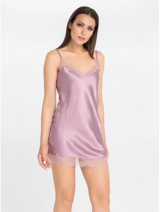 Короткая сорочка на узких бретелях из искусственного шелка - Felisse купить с доставкой