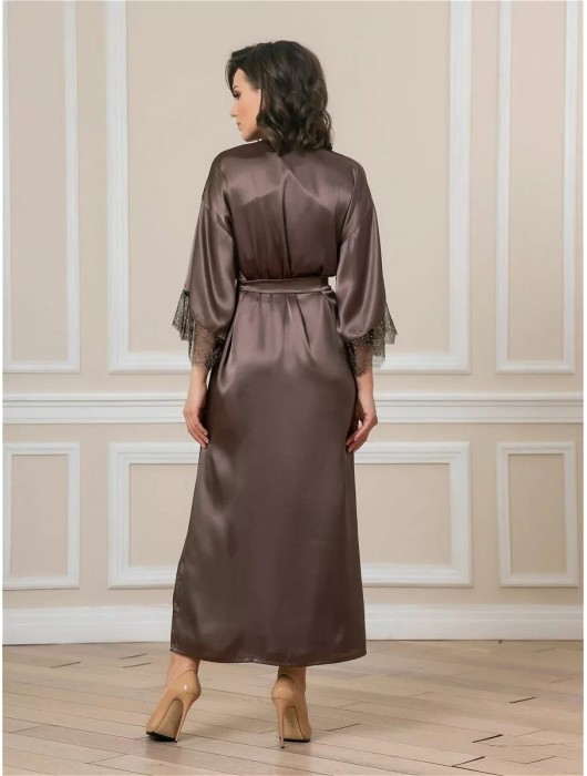 Длинный халат на поясе из искусственного шелка - Felisse купить с доставкой