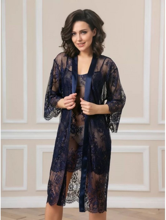 Соблазнительный кружевной пеньюар с поясом - Felisse купить с доставкой