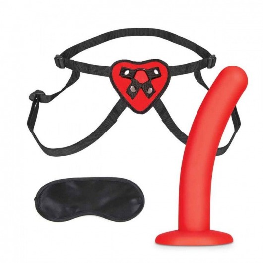 Красный поясной фаллоимитатор Red Heart Strap on Harness   5in Dildo Set - 12,25 см. - Lux Fetish - купить с доставкой в Нальчике