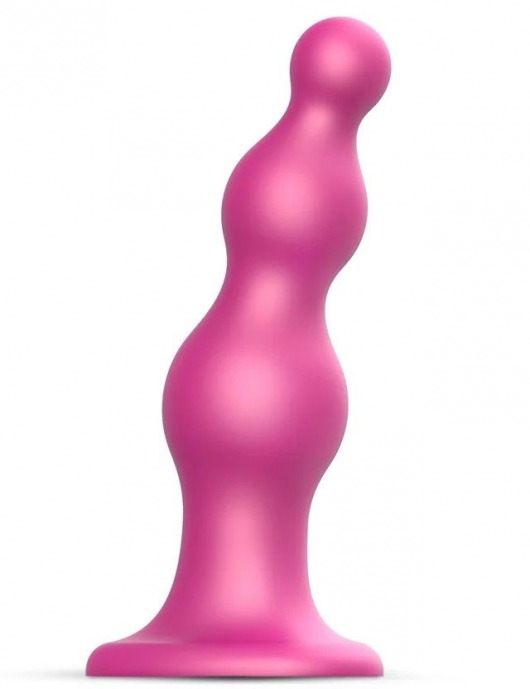 Розовая насадка Strap-On-Me Dildo Plug Beads size S - Strap-on-me - купить с доставкой в Нальчике