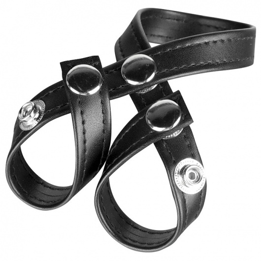 Разделитель мошонки из искусственной кожи на клепках 8 STYLE BALL DIVIDER - BlueLine - купить с доставкой в Нальчике