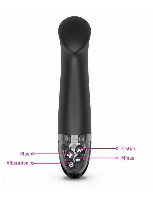 Черный вибратор с функцией электростимуляции Right on Ron - 17 см. - MyStim - купить с доставкой в Нальчике