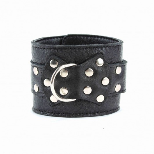 Чёрные кожаные оковы с клепками - БДСМ Арсенал - купить с доставкой в Нальчике