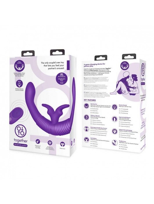 Фиолетовый двусторонний вибратор Together - 35,6 см. - Together Toy