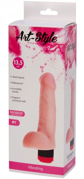 Реалистичный вибратор ART-Style №7 с мошонкой - 17,5 см. - Art-Style купить в Нальчике с доставкой в Orgasmix.ru Реалистичный вибратор ART-Style №7 с мошонкой - 17,5 см. - Art-Style