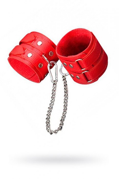 Кожаные красные оковы с цепочкой - Sitabella - купить с доставкой в Нальчике