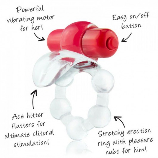 Виброкольцо с язычком и красным виброэлементом Overtime - Screaming O - в Нальчике купить с доставкой