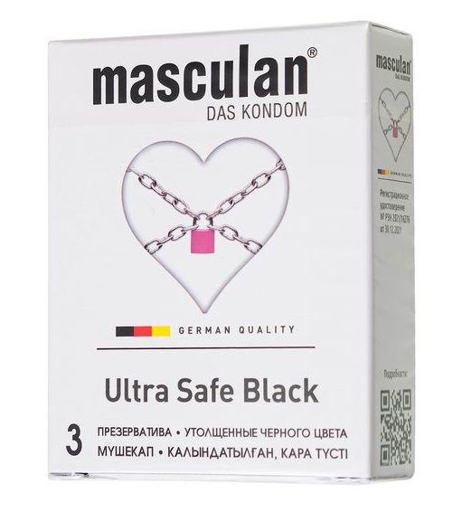 Ультрапрочные презервативы Masculan Ultra Safe Black - 3 шт. - Masculan - купить с доставкой в Нальчике