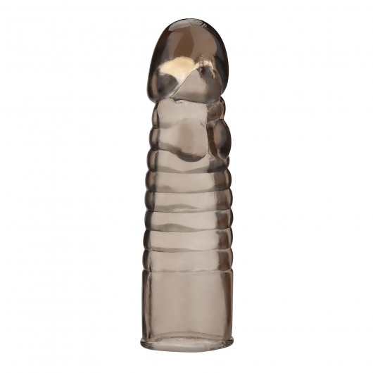 Дымчатая насадка-удлинитель Ribbed Realistic Penis Enhancing Sleeve Extension - 15,2 см. - BlueLine - в Нальчике купить с доставкой