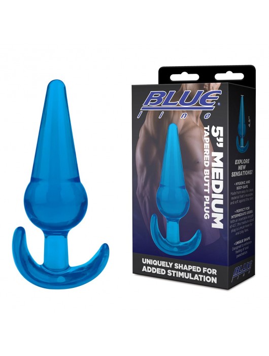 Голубая анальная пробка конической формы Medium Tapered Butt Plug - 12,7 см. - BlueLine