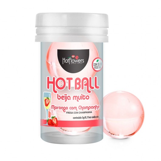 Лубрикант на масляной основе Hot Ball Beija Muito с ароматом клубники и шампанского (2 шарика по 3 гр.) - HotFlowers - купить с доставкой в Нальчике