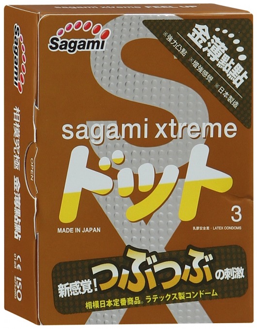 Презервативы Sagami Xtreme FEEL UP с точечной текстурой и линиями прилегания - 3 шт. - Sagami - купить с доставкой в Нальчике