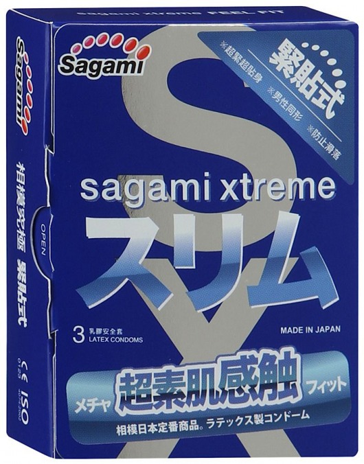 Розовые презервативы Sagami Xtreme FEEL FIT 3D - 3 шт. - Sagami - купить с доставкой в Нальчике