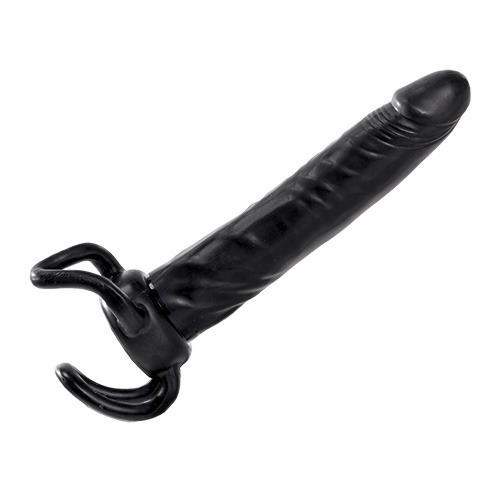 Чёрная насадка-фаллос для двойного проникновения INFLATABLE DILDO SLIM DONG  - 13,5 см. - Toyz4lovers - в Нальчике купить с доставкой
