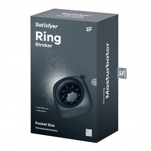 Черный мужской вибромассажер Ring Stroker - Satisfyer - в Нальчике купить с доставкой
