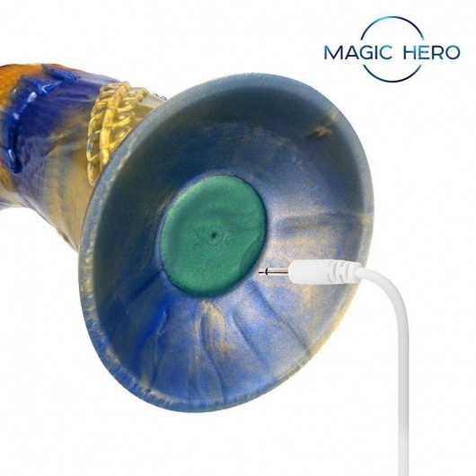 Желто-синий фантазийный вибратор с пультом ДУ - 21,5 см. - Bior toys