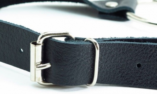 Черный кожаный кляп с кольцом - БДСМ Арсенал - купить с доставкой в Нальчике