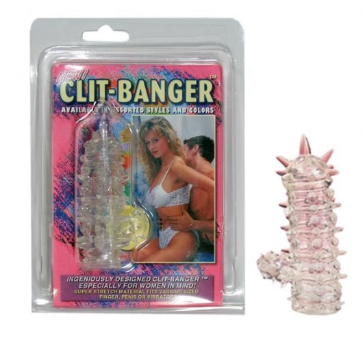 Прозрачная насадка с шипами и клиторальной шишечкой CLIT-BANGER SLEEVE IN CLEAR - Tonga - в Нальчике купить с доставкой