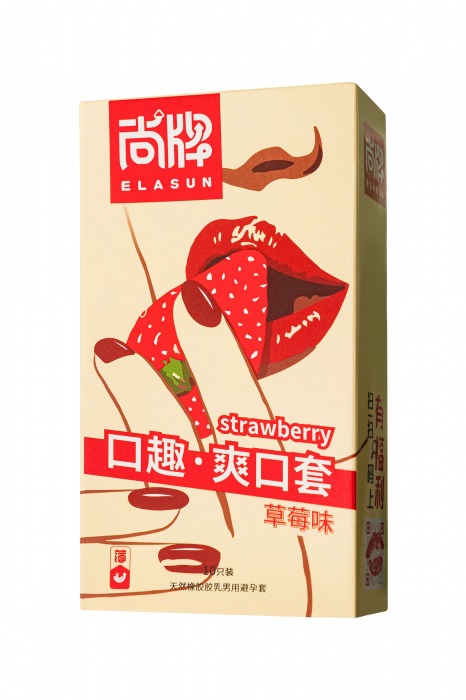 Презервативы Elasun Strawberry с аромато клубники - 10 шт. - Elasun - купить с доставкой в Нальчике