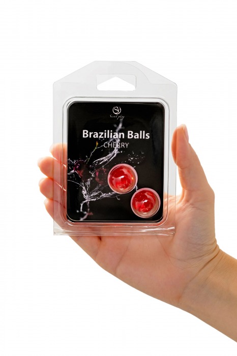 Набор из 2 шариков с массажным маслом Brazilian Balls с ароматом вишни - Secret Play - купить с доставкой в Нальчике