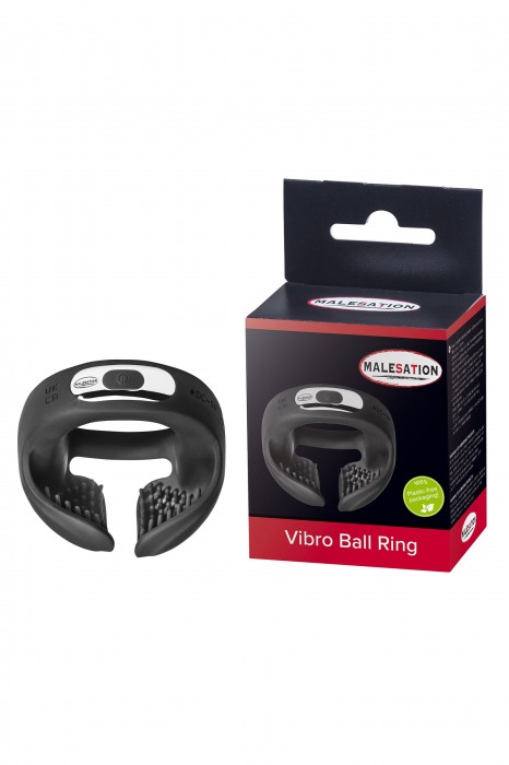 Черное эрекционное виброкольцо для пениса и мошонки Vibro Ball Ring - MALESATION - в Нальчике купить с доставкой