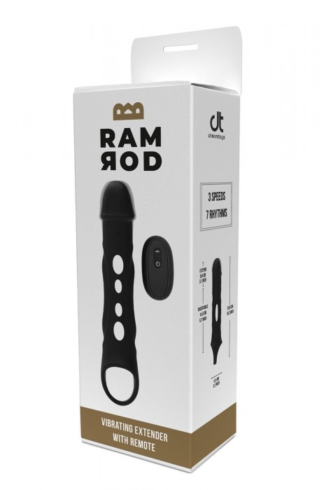 Черная насадка-удлинитель Vibrating Extender With Remote с вибрацией - Dream Toys - в Нальчике купить с доставкой