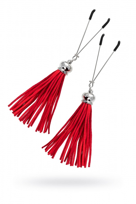 Зажимы на соски «Вилки» с красными кисточками из замши - Pecado - купить с доставкой в Нальчике