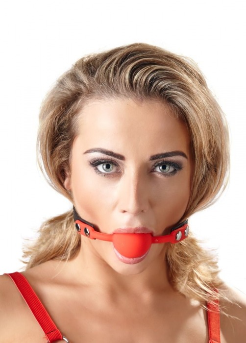 Силиконовый кляп-шар на чёрных ремешках Red Gag silicone - Orion - купить с доставкой в Нальчике