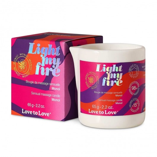 Массажная свеча Light My Fire с ароматом моной - 80 мл. - Love to Love - купить с доставкой в Нальчике