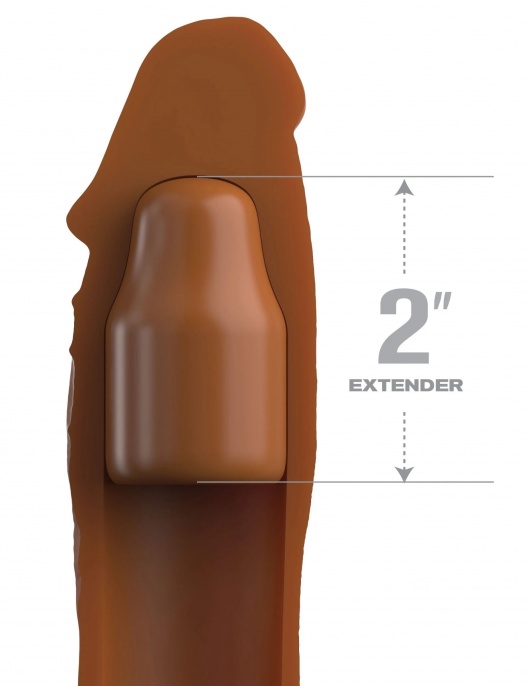 Коричневая насадка на член 2  Silicone X-tension - 20,3 см. - Pipedream - в Нальчике купить с доставкой