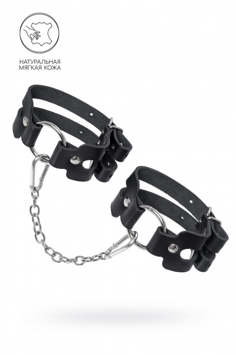 Черные кожаные оковы из двух ремешков - Pecado - купить с доставкой в Нальчике Черные кожаные оковы из двух ремешков - Pecado - купить с доставкой в Нальчике