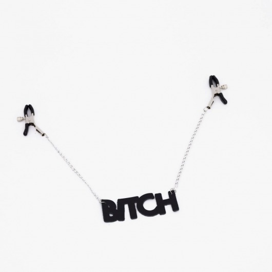 Зажимы на соски с кожаной подвеской Bitch - Crazy Handmade - купить с доставкой в Нальчике
