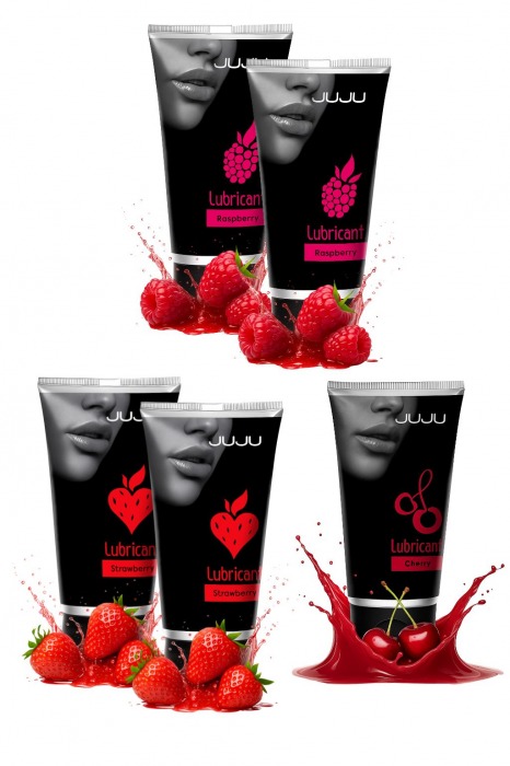 Набор из 5 съедобных лубрикантов JUJU (клубника х 2, малина х 2, вишня) - JuJu - купить с доставкой в Нальчике Набор из 5 съедобных лубрикантов JUJU (клубника х 2, малина х 2, вишня) - JuJu - купить с доставкой в Нальчике