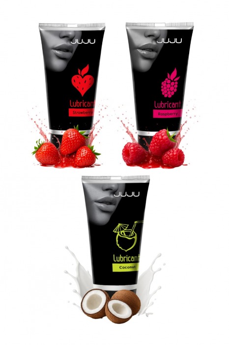 Набор из 3 съедобных лубрикантов JUJU (клубника, малина, кокос) - JuJu - купить с доставкой в Нальчике Набор из 3 съедобных лубрикантов JUJU (клубника, малина, кокос) - JuJu - купить с доставкой в Нальчике