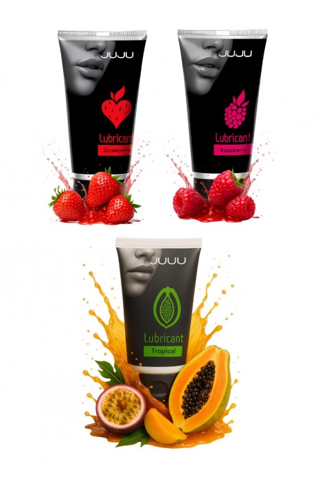 Набор из 3 съедобных лубрикантов JUJU (клубника, малина, тропические фрукты) - JuJu - купить с доставкой в Нальчике Набор из 3 съедобных лубрикантов JUJU (клубника, малина, тропические фрукты) - JuJu - купить с доставкой в Нальчике