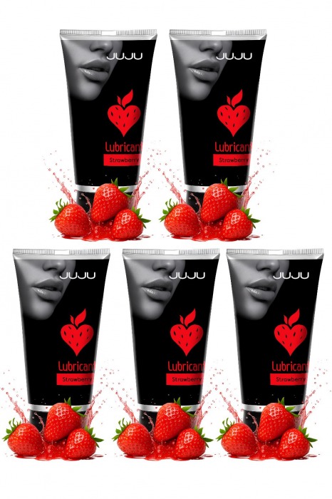 Набор из 5 съедобных лубрикантов JUJU со вкусом клубники - JuJu - купить с доставкой в Нальчике Набор из 5 съедобных лубрикантов JUJU со вкусом клубники - JuJu - купить с доставкой в Нальчике