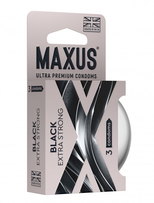 Черные утолщенные презервативы MAXUS Extra Strong с железным кейсом - 3 шт. - Maxus - купить с доставкой в Нальчике