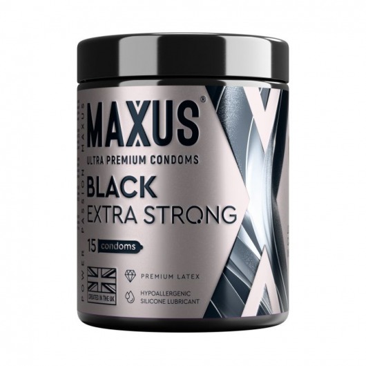 Черные утолщенные презервативы MAXUS Extra Strong с железным кейсом - 15 шт. - Maxus - купить с доставкой в Нальчике