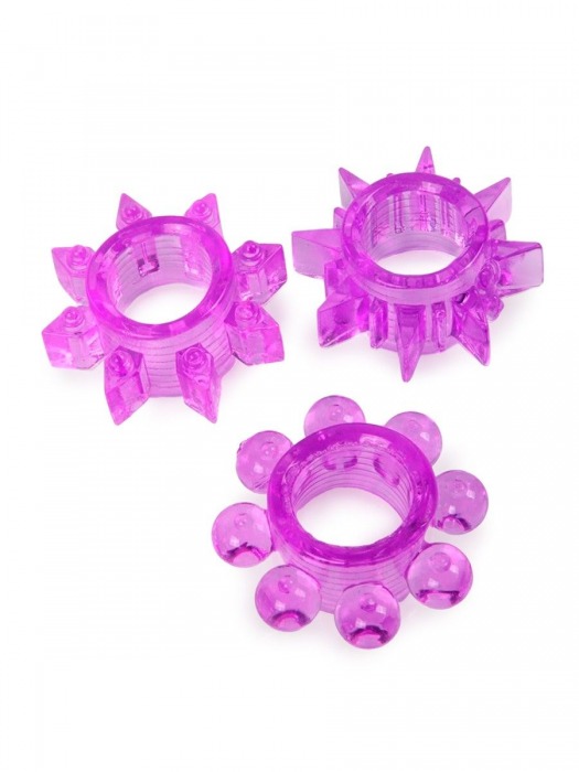 Набор из 3 лиловых эрекционных колец различной формы - Erowoman-Eroman - в Нальчике купить с доставкой