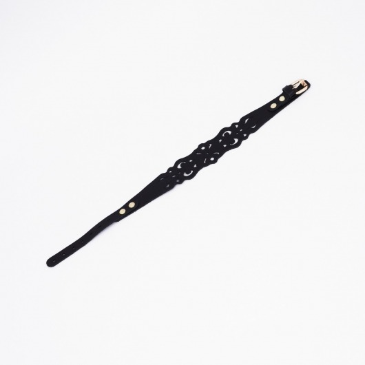 Черный ажурный чокер с золотистой фурнитурой - Crazy Handmade - купить с доставкой в Нальчике