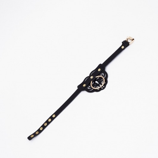 Черный чокер с клепками и золотистой фурнитурой - Crazy Handmade - купить с доставкой в Нальчике