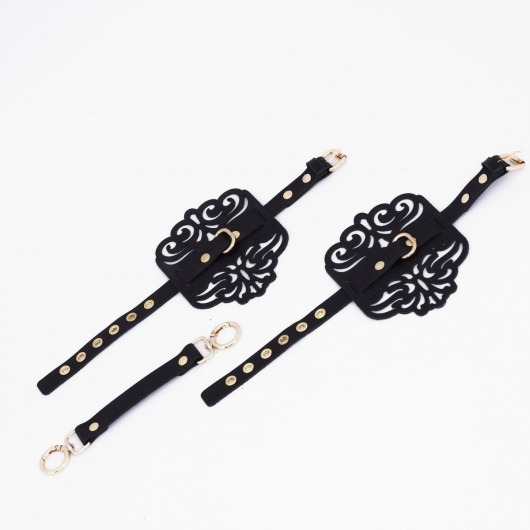 Черный фигурные оковы с золотистой фурнитурой - Crazy Handmade - купить с доставкой в Нальчике Черный фигурные оковы с золотистой фурнитурой - Crazy Handmade - купить с доставкой в Нальчике