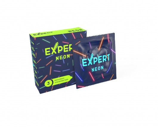 Светящиеся в темноте презервативы Expert Neon - 3 шт. - Expert - купить с доставкой в Нальчике