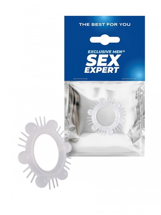 Эластичное эрекционное кольцо с шипиками и шариками - Sex Expert - в Нальчике купить с доставкой